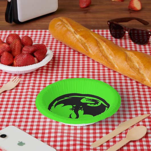 ブラックドラゴングリーン紙ボウル ペーパーボウル (ピクニック)