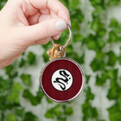 ブラックドラゴンシルエットストライプオン赤 キーホルダー (手)