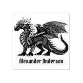 ブラックドラゴンネームプレートパーソナライズされたゴム印 ラバースタンプ (インプリント)