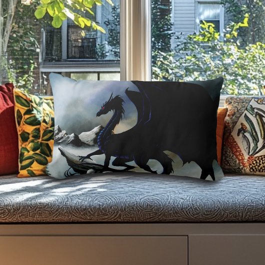 ブラックドラゴンファンタジーブルーマウンテンズ ランバークッション
