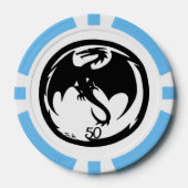 ブラックドラゴンホワイトリトルブルー50ストライプのトランプのポーカーチップ ポーカーチップ (正面)