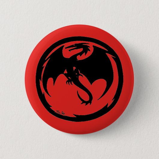 ブラックドラゴンレッドボタン 缶バッジ (正面)