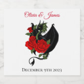 ブラックドラゴンレッドローズファンタジー結婚ズ ビールラベル (シングルラベル)