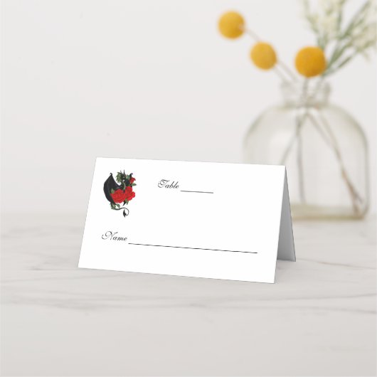ブラックドラゴンレッドローズファンタジー結婚ズ プレイスカード (正面)