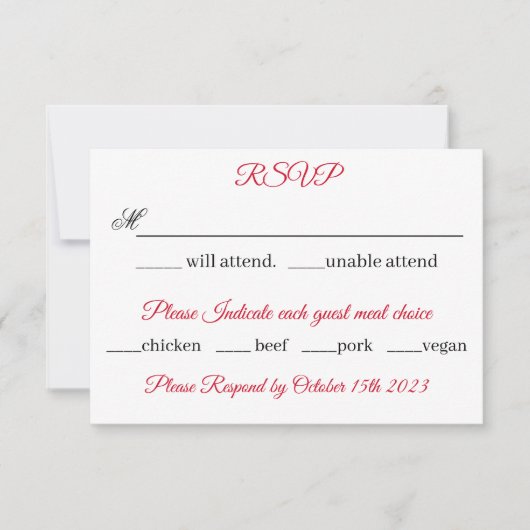 ブラックドラゴンレッドローズファンタジー結婚ズ 出欠カード (正面)