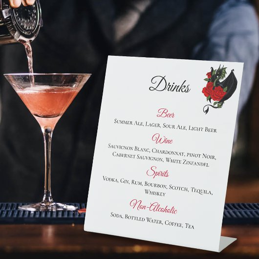 ブラックドラゴンレッドローゼスファンタジードリンクメニュー 台座サイン