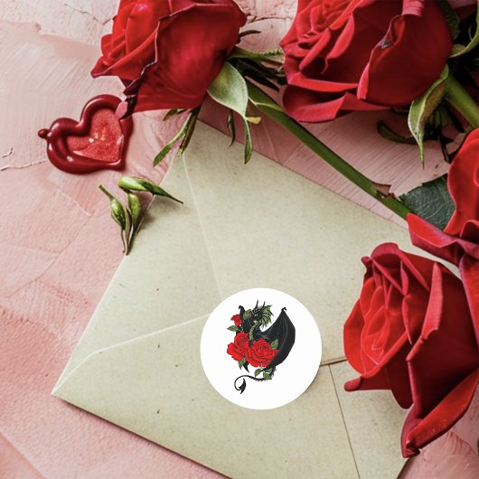 ブラックドラゴンレッドローゼスファンタジー ラウンドシール