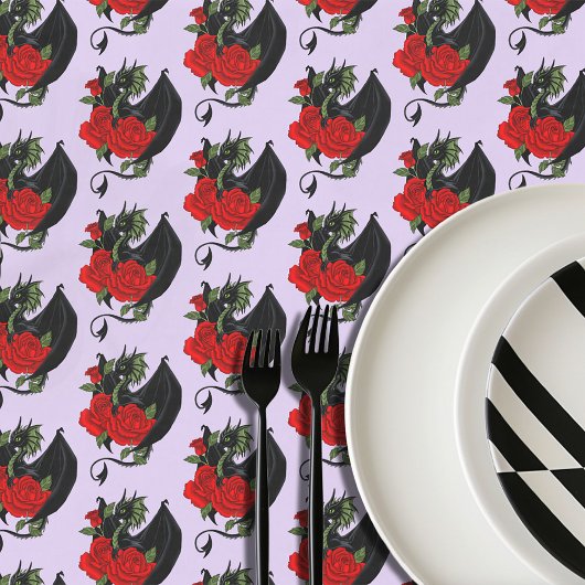 ブラックドラゴンレッドローゼラベンダー テーブルクロス