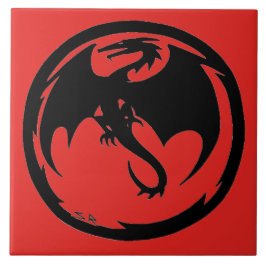 ブラックドラゴンレッド大タイル タイル