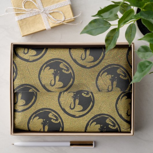 ブラックドラゴン金ゴールド静脈ティッシュペーパー媒体 薄葉紙 (ギフト)