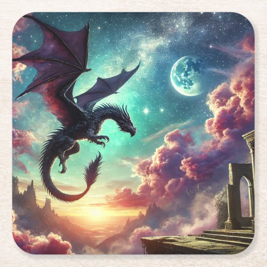 ブラックドラゴン スクエアペーパーコースター (正面)