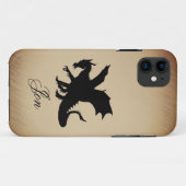 ブラックドラゴン・ラスティック背景・パーソナル Case-Mate iPhoneケース (裏面(横))