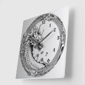 ブラックドラゴ食べンのタイムウォールクロック スクエア壁時計 (傾斜)