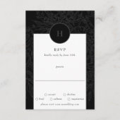 ブラックドラマチックエレガントモノグラムフローラリース 出欠カード (正面)