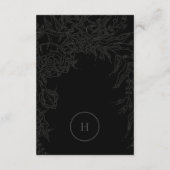 ブラックドラマチックエレガントモノグラムフローラリース 出欠カード (裏面)