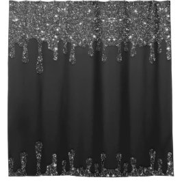 ブラックドリッピンググリッター シャワーカーテン