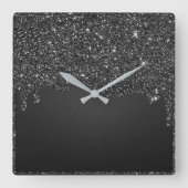 ブラックドリップグリッター時計 スクエア壁時計 (正面)