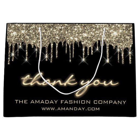 ブラックドリップス感謝していショッピングネームブティックショップ ラージペーパーバッグ (正面)