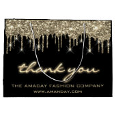 ブラックドリップス感謝していショッピングネームブティックショップ ラージペーパーバッグ (裏面)