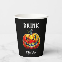 ブラックドリンクを飲んでみてハロウィーン微笑むカボチャ 紙コップ