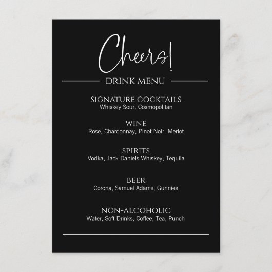 ブラックドリンクモダンフラットメニュー メニュー (正面)