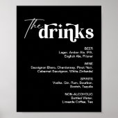 ブラックドリンク結婚メニューバー記号 ポスター (正面)