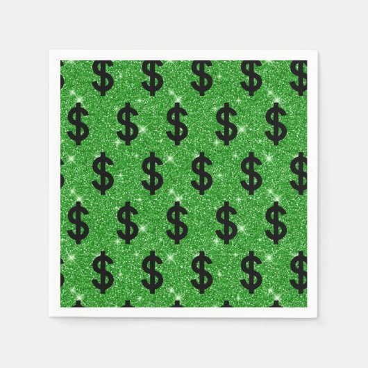 ブラックドルサインマネー起業家ウォールストリート スタンダードカクテルナプキン (正面)