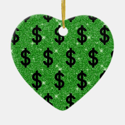 ブラックドルサインマネー起業家ウォールストリート セラミックオーナメント (正面)