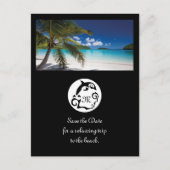 ブラックドルフィンシルエットモノグラムフォト インビテーションポストカード (正面)