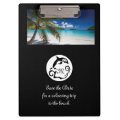 ブラックドルフィンシルエットモノグラムフォト クリップボード (正面)