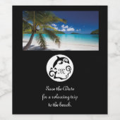 ブラックドルフィンシルエットモノグラムフォト ワインラベル (シングルラベル)