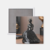 ブラックドレスのクリスタルガラスの王女 マグネット (正面/裏面)