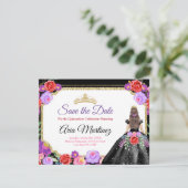 ブラックドレスキンセアニラ日付メキシカンカードを保存 サンキューカード (スタンド正面)