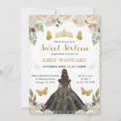 ブラックドレスダークスキンプリンセススウィート16 招待状 (正面)