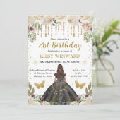 ブラックドレスダークスキンプリンセス誕生日 招待状 (スタンド正面)