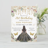 ブラックドレスダークスキンプリンセス誕生日 招待状 (スタンド正面)