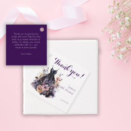 ブラックドレスパープルブライダルシャワー フェイバータグ