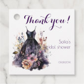 ブラックドレスパープルブライダルシャワー フェイバータグ (正面)