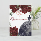 ブラックドレスブルガンディレッドローゼスキンセアニェラパーティー 招待状 (スタンド正面)