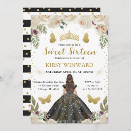 ブラックドレスブルネットプリンセススウィート16 招待状