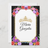 ブラックドレスミクインズ15アノスメキシコフローラ金ゴールド 招待状 (裏面)