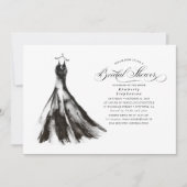 ブラックドレスモダン神秘的ブライダルシャワー 招待状 (正面)
