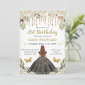 ブラックドレスレッドフォールドプリンセス誕生日 招待状 (スタンド正面)