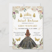 ブラックドレスレッドヘアプリンセススウィート16 招待状 (正面)