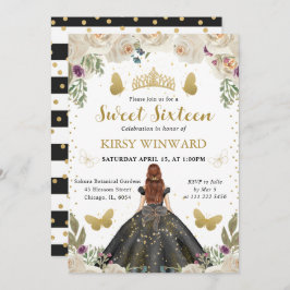 ブラックドレスレッドヘアプリンセススウィート16 招待状