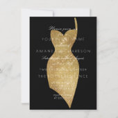 ブラックドレス ゴールドスパンコール ミニマル フォーマル シークイン 招待状 (正面)