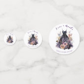 ブラックドレス パープルの花 ブライダルシャワー コンフェッティ (正面)