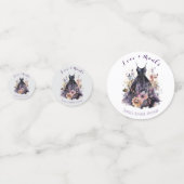 ブラックドレス パープルの花 ブライダルシャワー コンフェッティ (裏面)