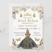 ブラックドレス ブロンドプリンセス スウィート16 招待状 (正面)