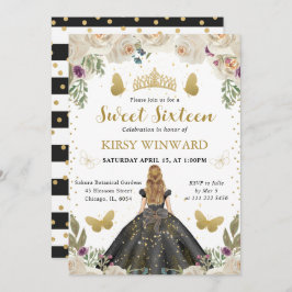 ブラックドレス ブロンドプリンセス スウィート16 招待状